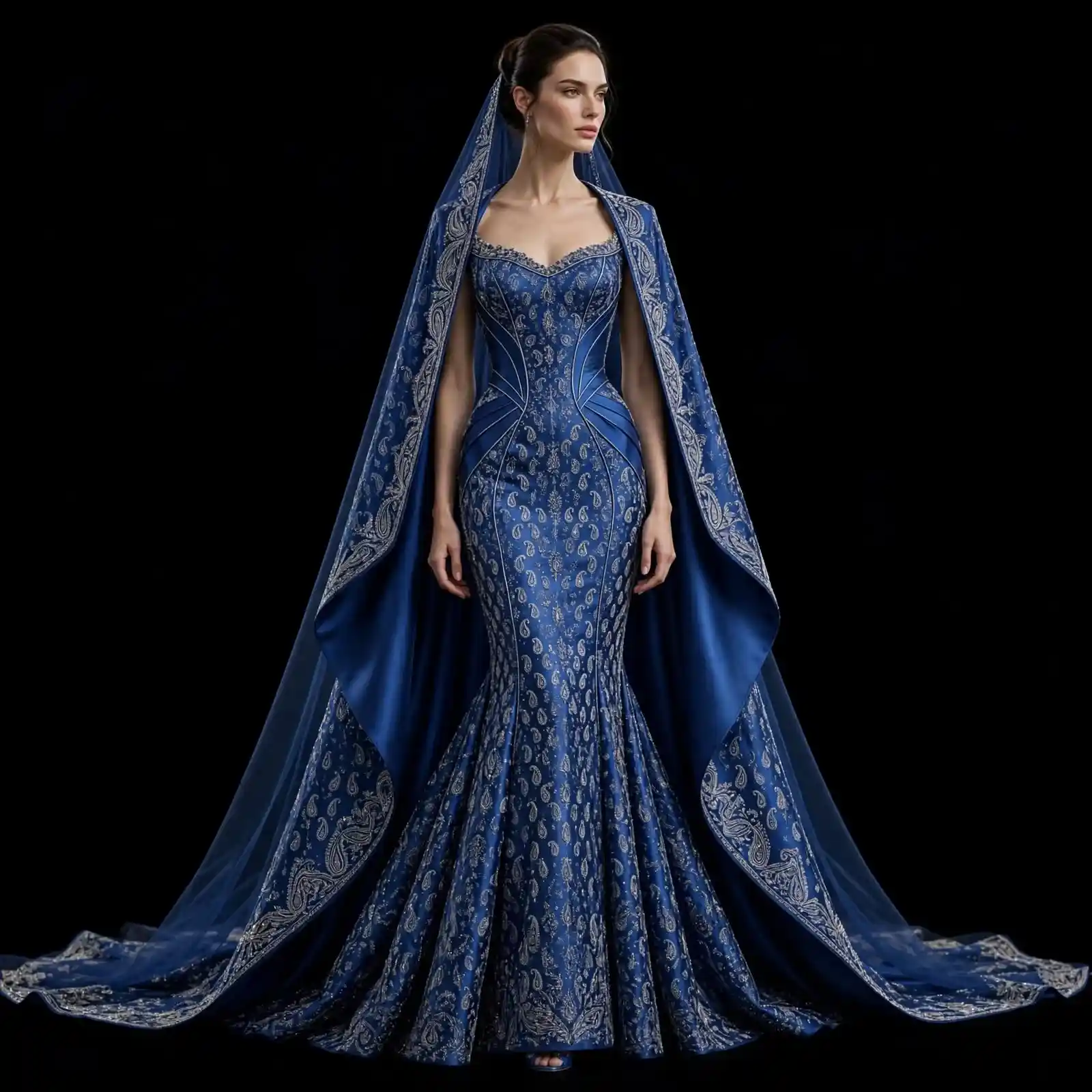 Paisley Heritage Royal Blue Mermaid Gown