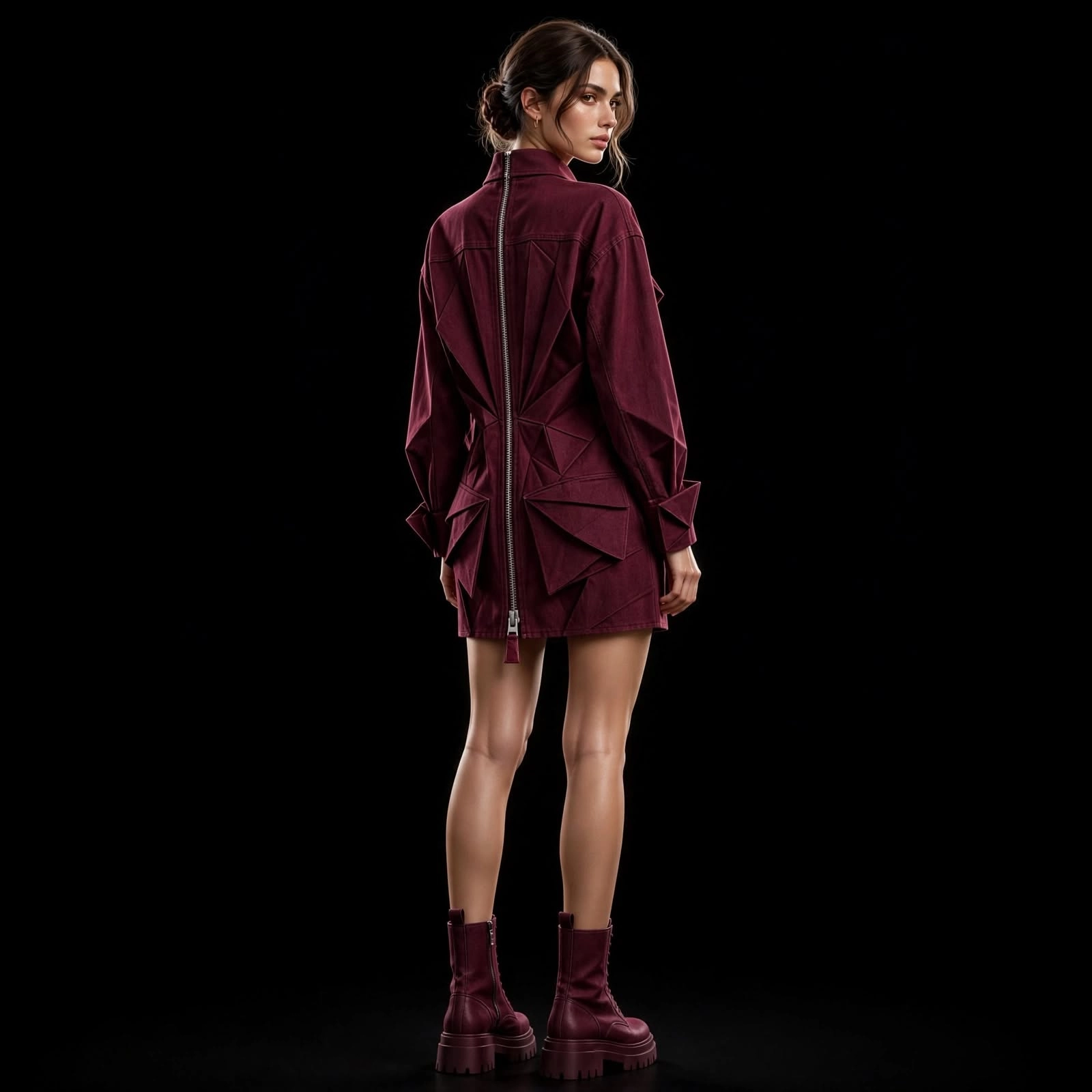 Women's Geometric Origami Back-Zip Power Mini - For Billionaires Atelier Limited