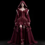 Women's Onyx Hooded Corset & Cape Warrior Dress - For Millionaire Lifestyle Atelier Limited