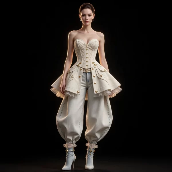 Women's Strapless Gold Diamond Corset Balloon Cargo Set - For Elite Class Royalty Atelier Limited