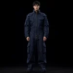 LAVENDER BUCKLE ARMOR DENIM SET - Cropped Moto Jacket + Cargo - Buy Luxury lavender grey Designer Denim Menswear Online