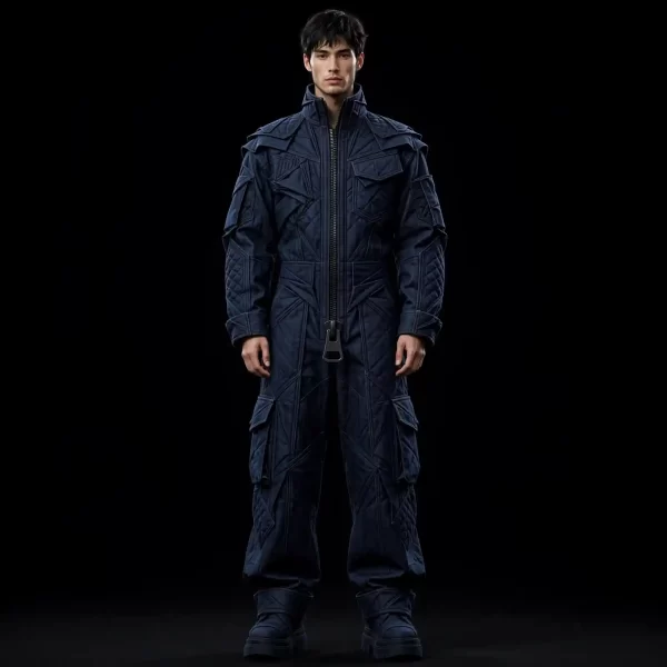 LAVENDER BUCKLE ARMOR DENIM SET - Cropped Moto Jacket + Cargo - Buy Luxury lavender grey Designer Denim Menswear Online