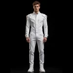 ICE WHITE ORIGAMI ARMOR JUMPSUIT - Sculpted Flight Suit - Buy Luxury optic white Designer Denim Menswear Online