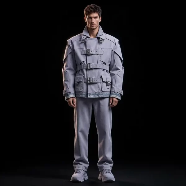 Men's Buckle Cargo Denim Pants