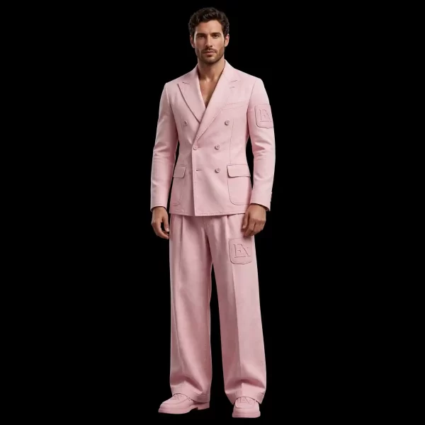 Men's Pastel Pink Wide Leg Denim Suit