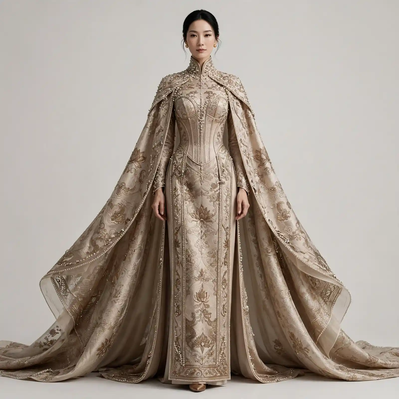 Lotus Pearl ExpensiveE Imperial Cape ColumnGown