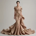ExpensiveE  Kimono Wave Draped Mermaid Gown