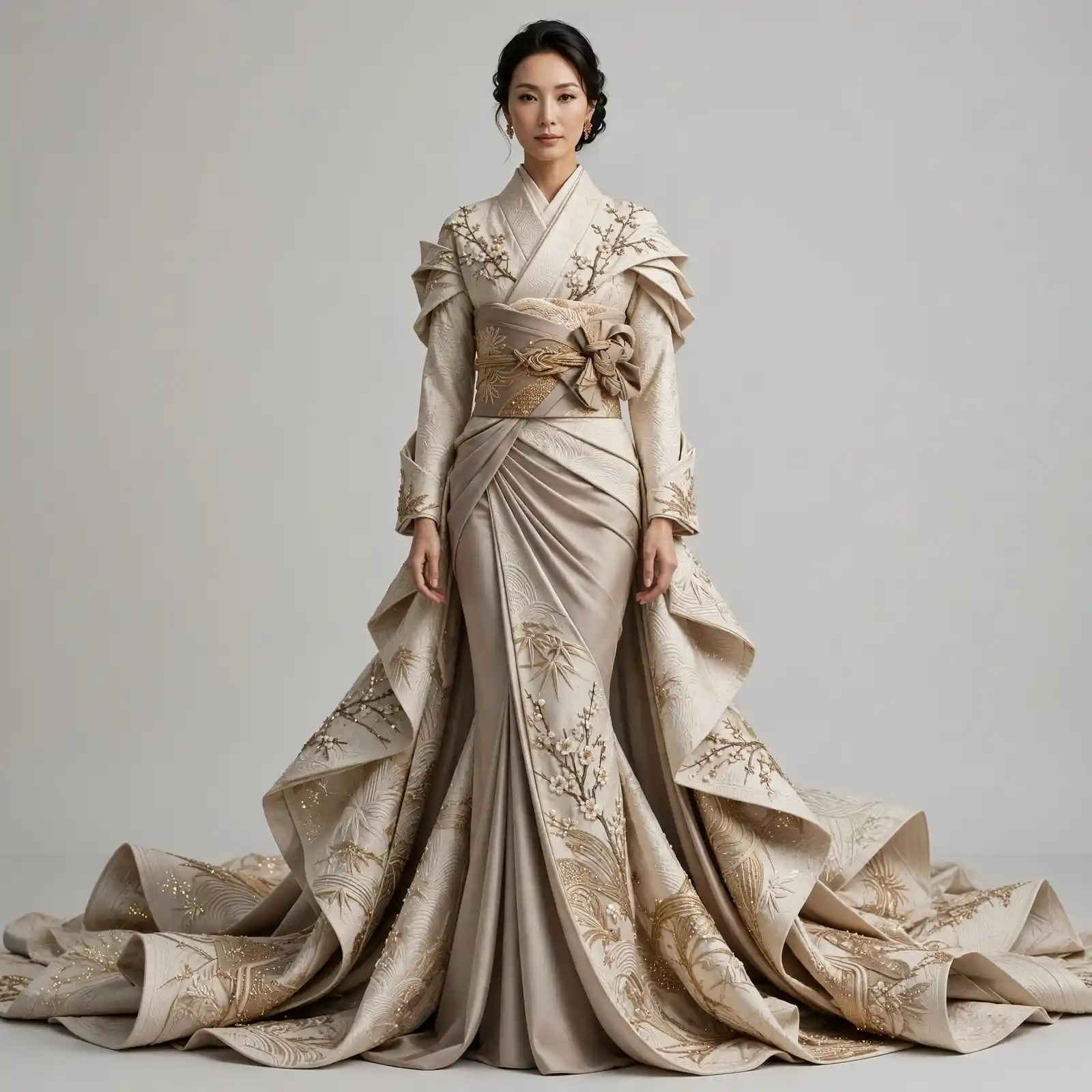 Sakura Wave ExpensiveE Kimono Obi Mermaid Bridal Gown