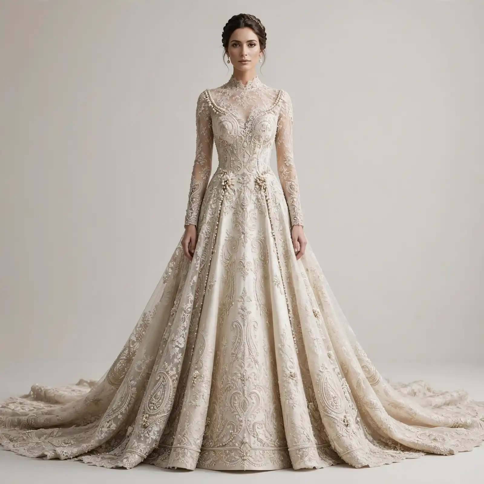 Paisley Heirloom ExpensiveE High Neck Lace Cathedral Ball Gown
