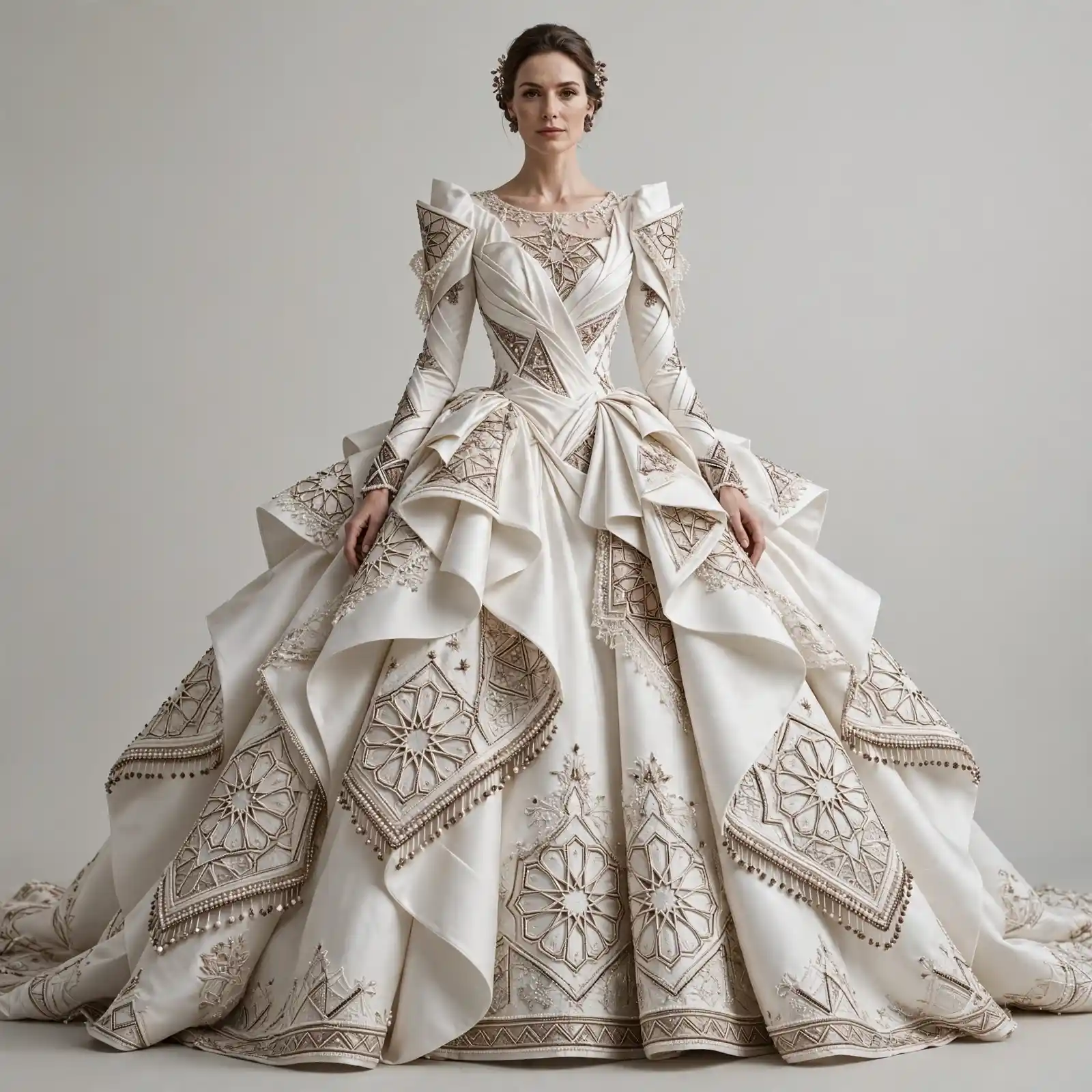 Star Mandala Prism Cascade Draped BallGown