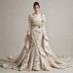 Kimono Obi Sakura Wave Wrapped Mermaid Gown