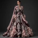 Burgundy Baroque ExpensiveE Wine Pink Ruffle Blazer Bridal Lehenga Collection