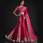Fuchsia Red Mirror Arch ExpensiveE Velvet Mermaid Lehenga with Cape