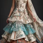 Cherry Blossom Sakura Tiered Crystal Lehenga with Peplum