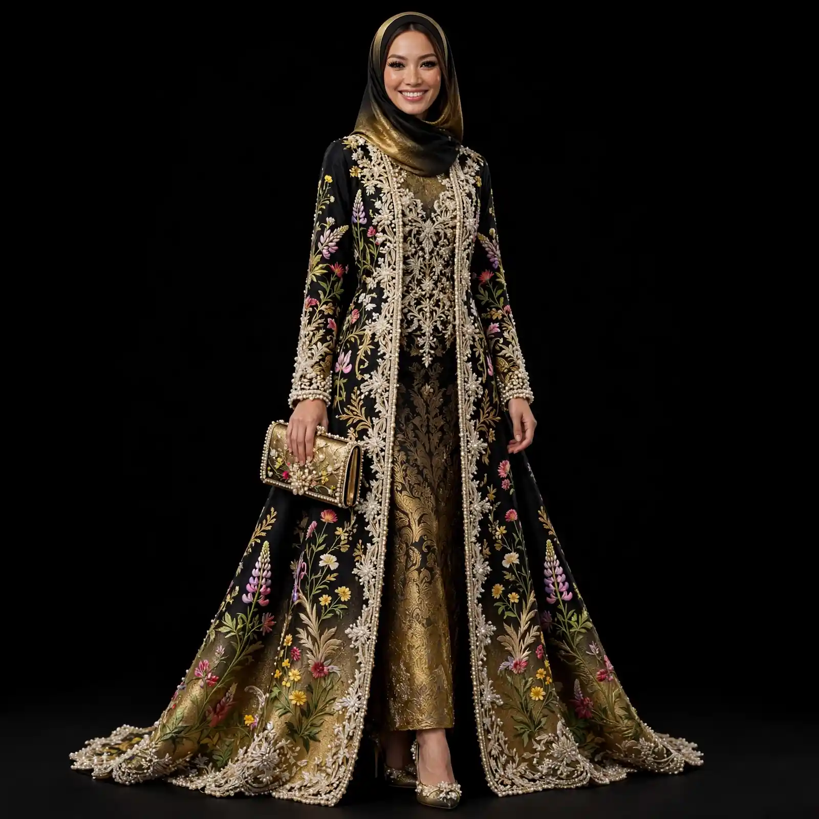 Expensive Brown Gold Art Deco Geo Velvet Western MermaidGown with Gold Fringe and Cowboy Boots - AKELA Haute Couture 001