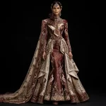Expensive Burgundy Maroon Beige Gold Peacock Temple Tower Bridal Mermaid Lehenga Heavy Architectural Work 448