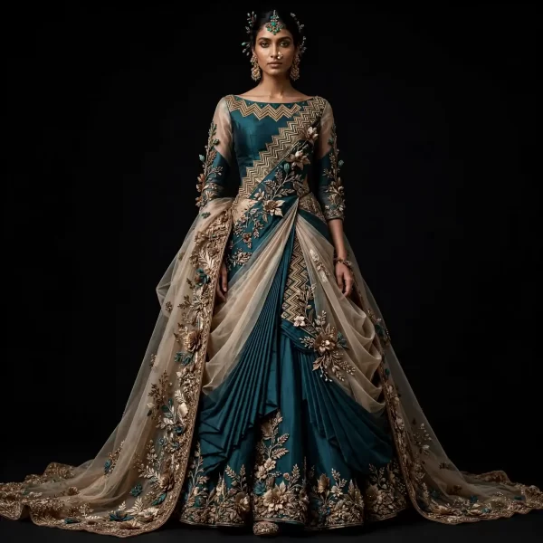 ExpensiveE White Iridescent Thorn Vine Ball Gown - ExpensiveE Ethereal Ice Queen Edition