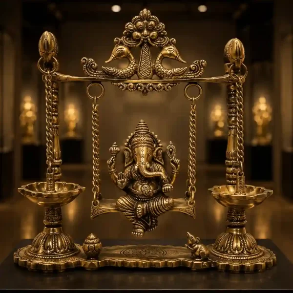 Mushak Vahana Ganesha Chola Brass Temple Idol