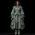Women's Laced Corset Tie Bow Cargo Midi Dress with Bow Pockets