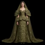 ExpensiveE  Olive Green Cactus Geometric Aztec BridalGown