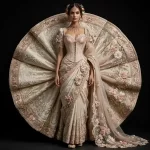 ExpensiveE  White Mohair Draped Twist Front Wrap Gown Dress