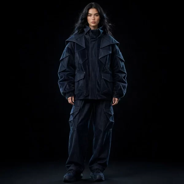 Women's TITAN ORIGAMI ARMORED CARGO JACKET & CARGO PANT SET - NAVY BLACK