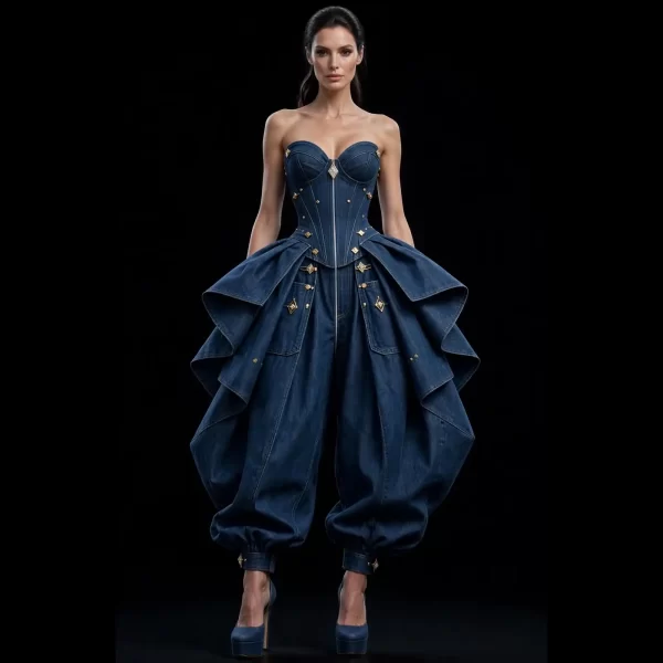Women's Empress Ruffle Corset Harem Set - Baroque Balloon Edition
