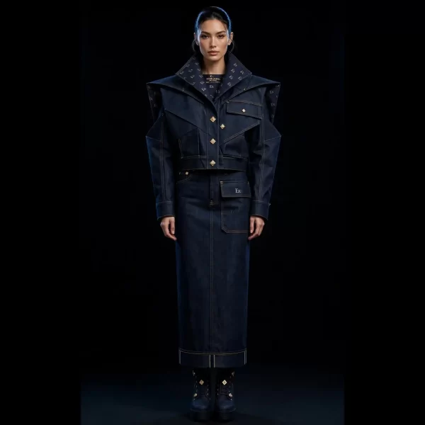 Women's Winged Armour Cropped Jacket Skirt Set - Ex Monogram
