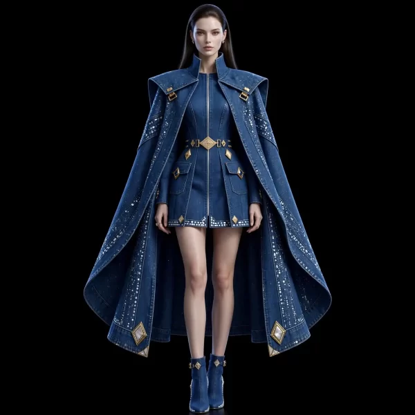 Women's Stardust Galaxy Cape Coat Dress - Diamond Cargo Starlight