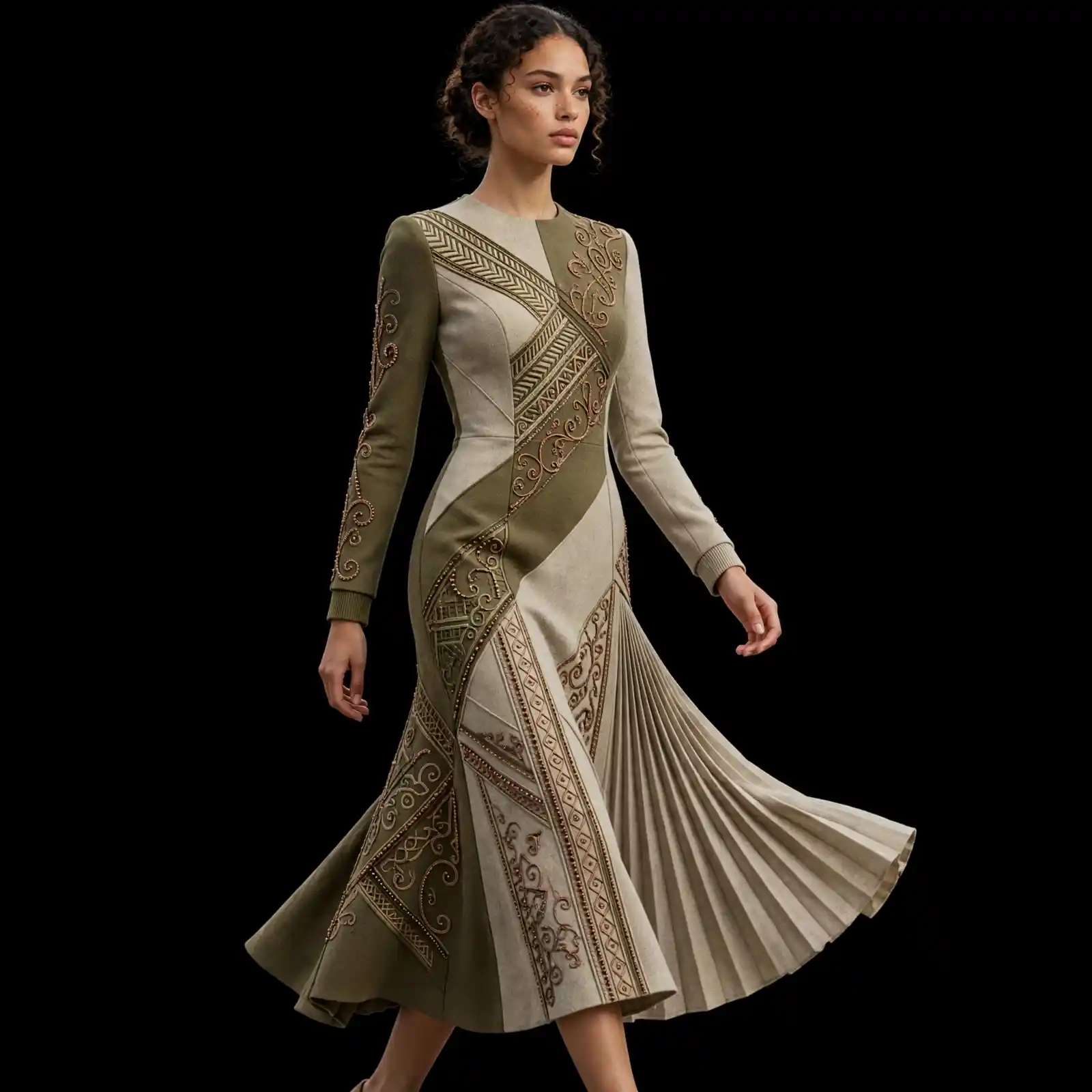 ExpensiveE ExpensiveE Ivory Blush Pink Temple Palace 3D Floral Bridal Saree with High Back Lace Up - ExpensiveE Edition