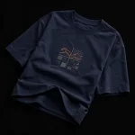 Men's Navy Blue Embroidered Topography T-Shirt