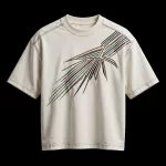 PALM ARROW EMBROIDERED TEE - Beige Diagonal Palm Frond Tribal T-Shirt - Buy cream beige Embroidered T-Shirt Men Online