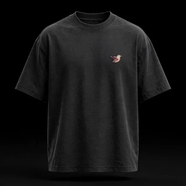 mens black minimal origami bird left chest small bird embroidered tshirt front migration set