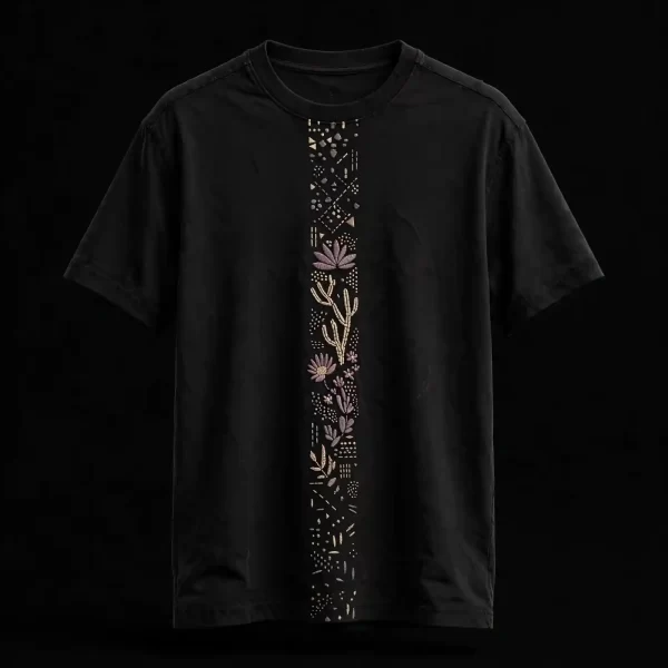Men's Black Desert Botanical Embroidered T-Shirt