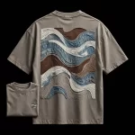 Men's Grey Wavy Topographic Patchwork T-Shirt