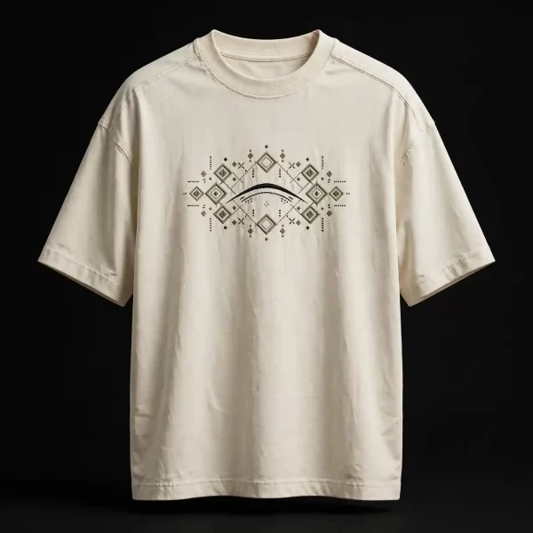mens bone white diamond eye totem geometric eye arch tribal embroidered tshirt