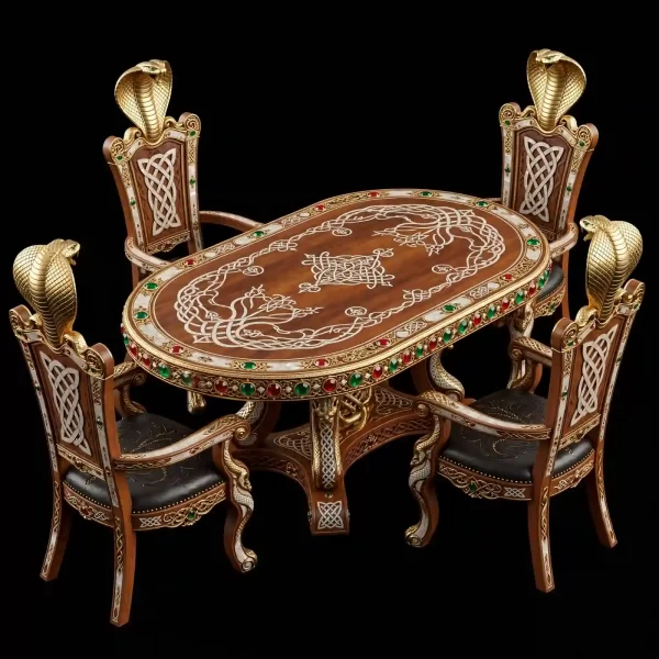 Naga Serpent Cobra 4 Seater Oval Gem Dining Set