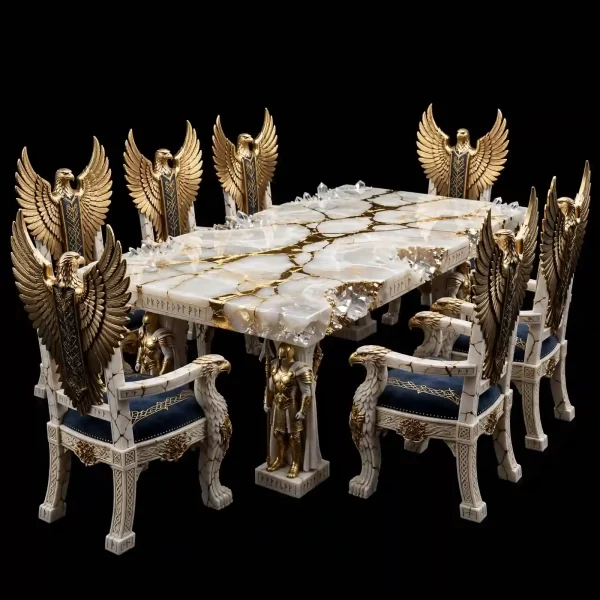 Valhalla Eagle Gold Quartz 8 Seater Kintsugi Dining Set