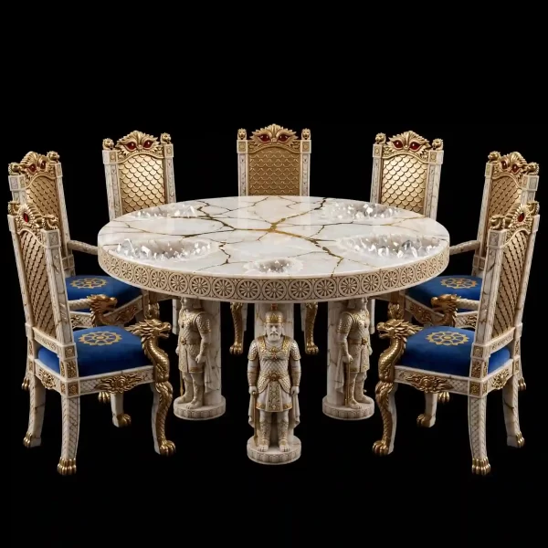 Naga Dragon Kintsugi Crystal 6 Seater Royal Dining Set