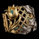Tulip Lattice Paraiba Two Tone Gold Platinum Gallery Cuff