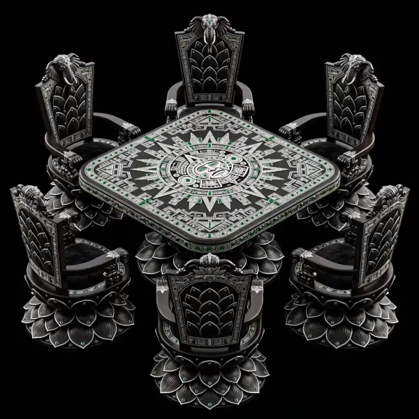 Gaja Lotus Black Sun 6 Seater Aztec Dining Set