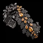 Dahlia Goth Vine Ruby Filigree Black Platinum Cuff