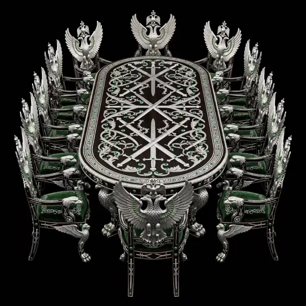 Babylon Lion King 4 Seater Round Oracle Dining Set