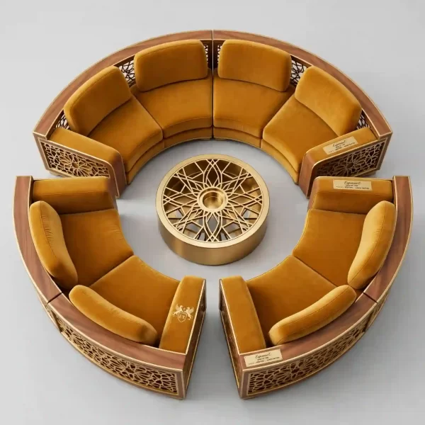 Mandala Gold Circle 8+Table Luxury Majlis Set