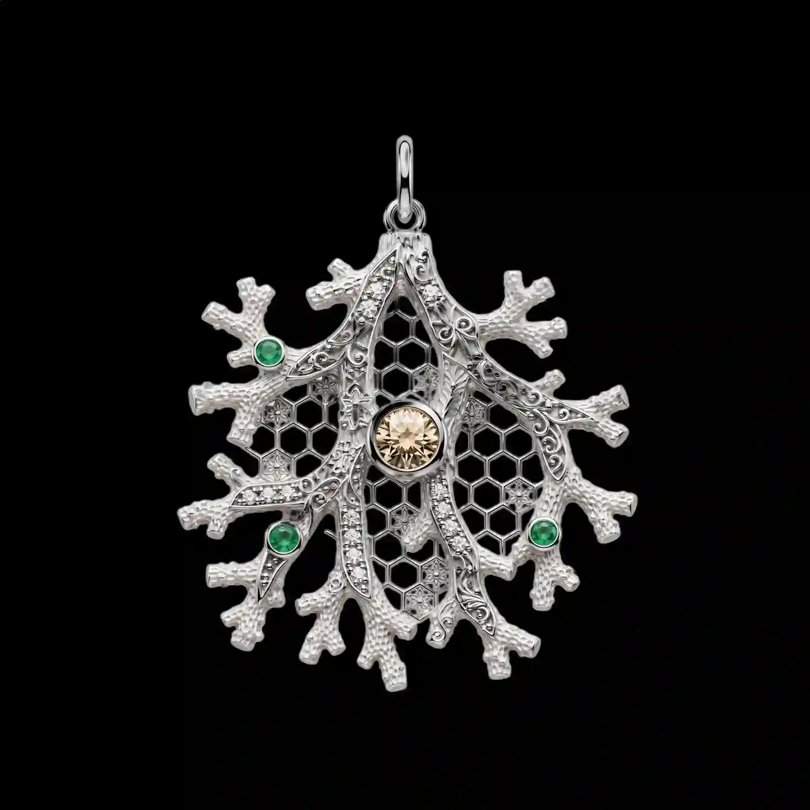 The Glacier Coral Frost Champagne Diamond Platinum Pendant - ExpensiveE Frost Reef Collection 01/01