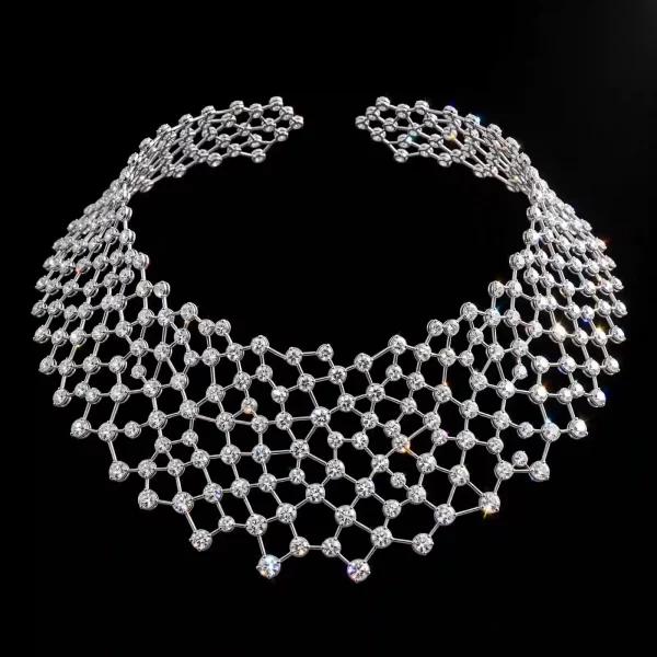 The EX Graphene Lattice Diamond Molecular Net Platinum Collar Choker Necklace - ExpensiveE Graphene Collection 01/01
