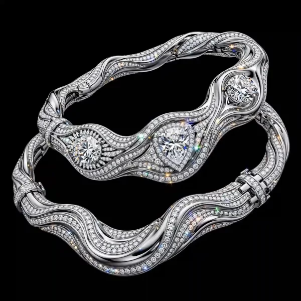 Liquid Mercury Wave Diamond River Necklace