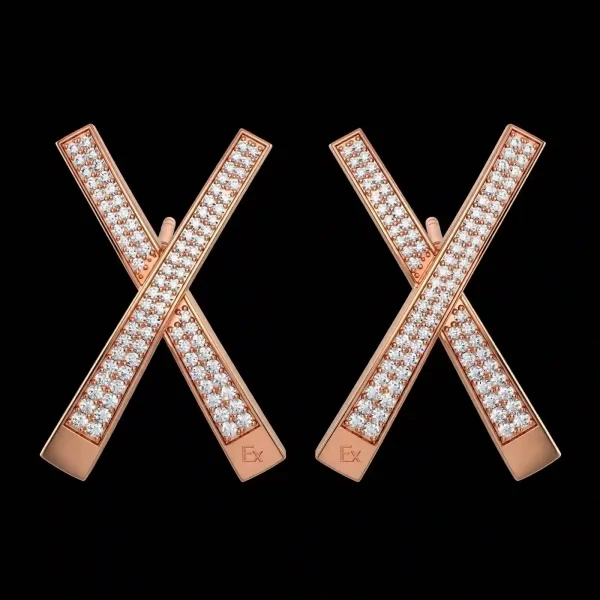EX Power X Rose Gold Diamond Pave Stud Earrings