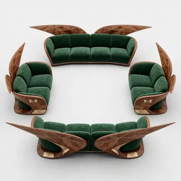 The Aerofoil Wing Emerald Green 4+4+4+4 Seater Curved Wing Sofa Set - ExpensiveE Aviation Collection