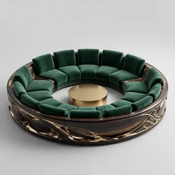 Donut Ring 14 Seater Emerald Circle Sofa Set